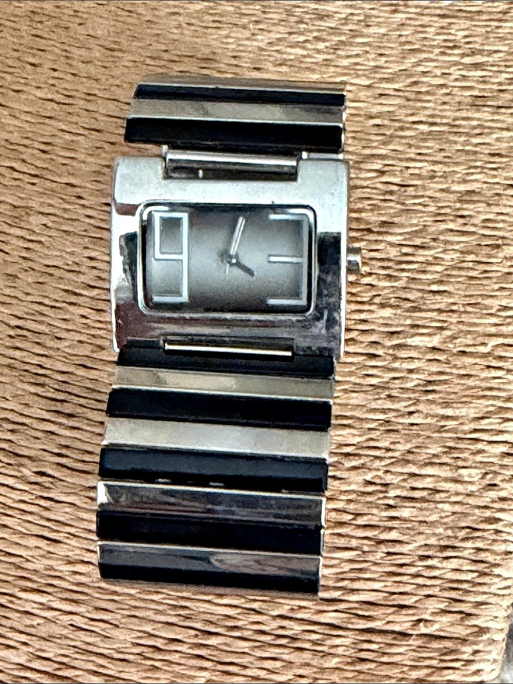 Rectangular Black & Silver Watch